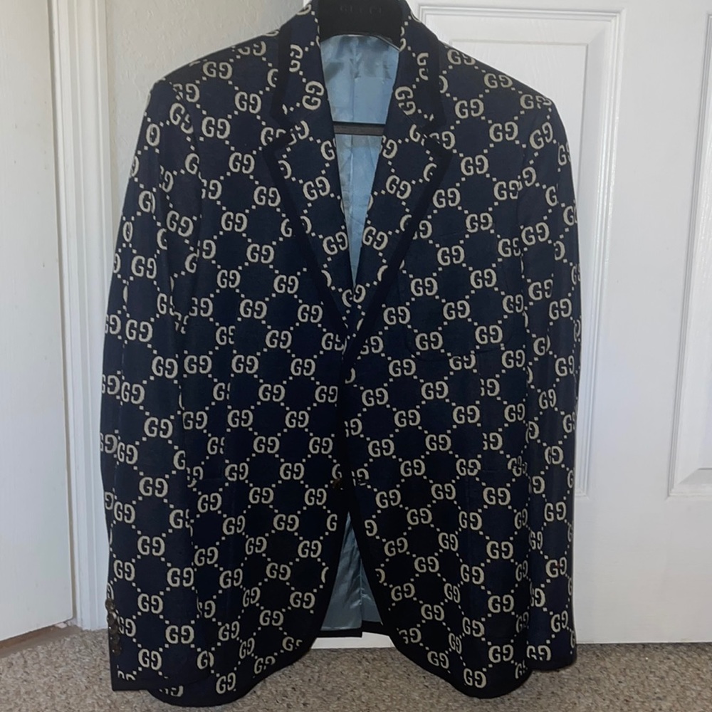 Rare Gucci Black and Gold Patterned Blazer